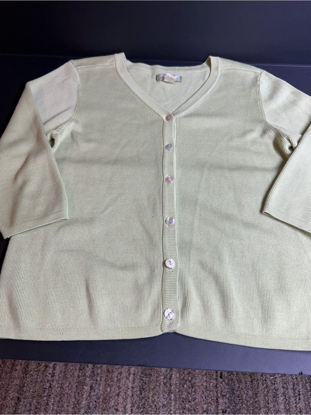 Tommy Bahama Pale Green Silk/Cotton V-Neck Cardigan Sweater